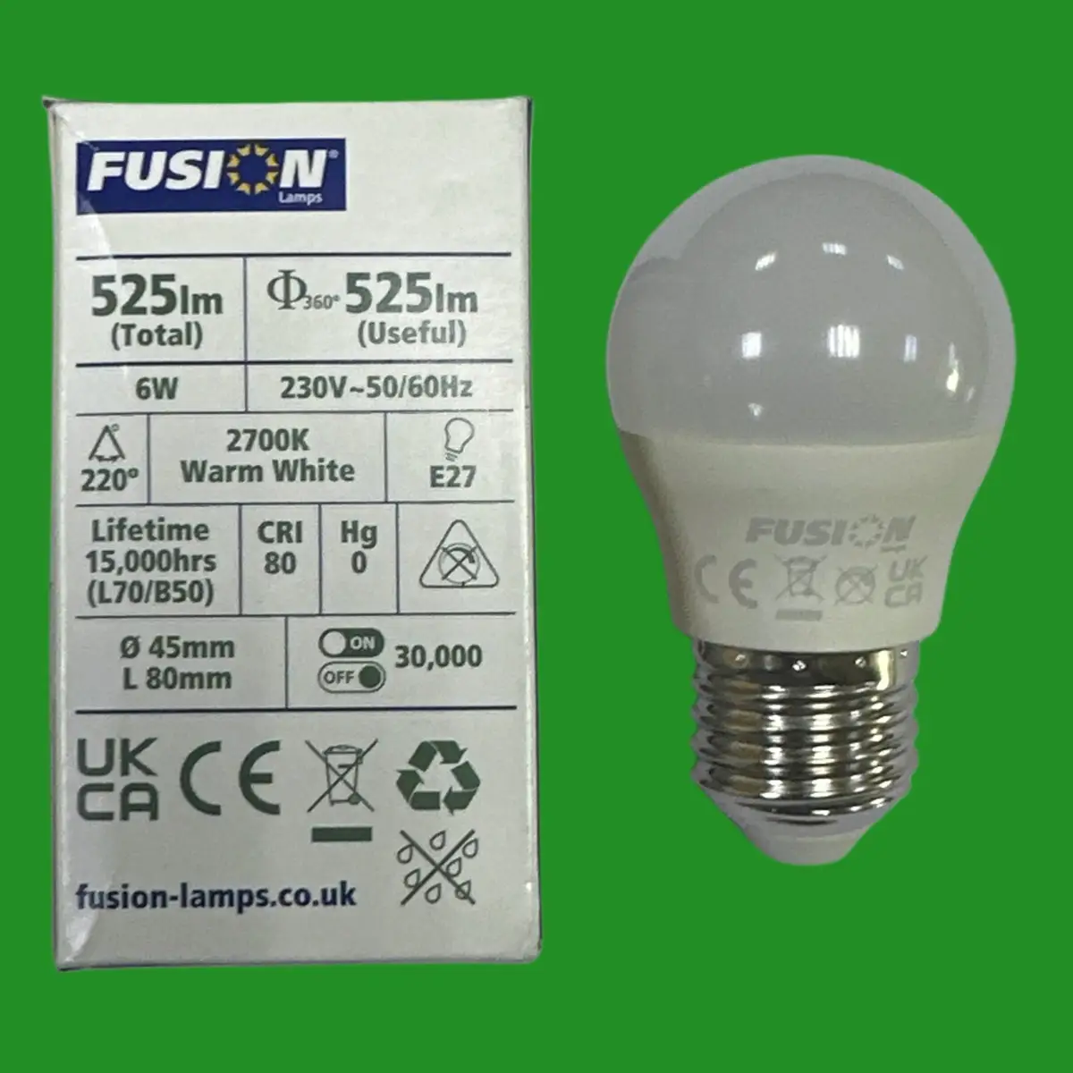 7x 6W (=40W) Fusion Opal LED Round Golf G45 Light Bulb ES E27 Edison Screw 2700K - image 2 | Free standard UK delivery included | Discount Quality Products