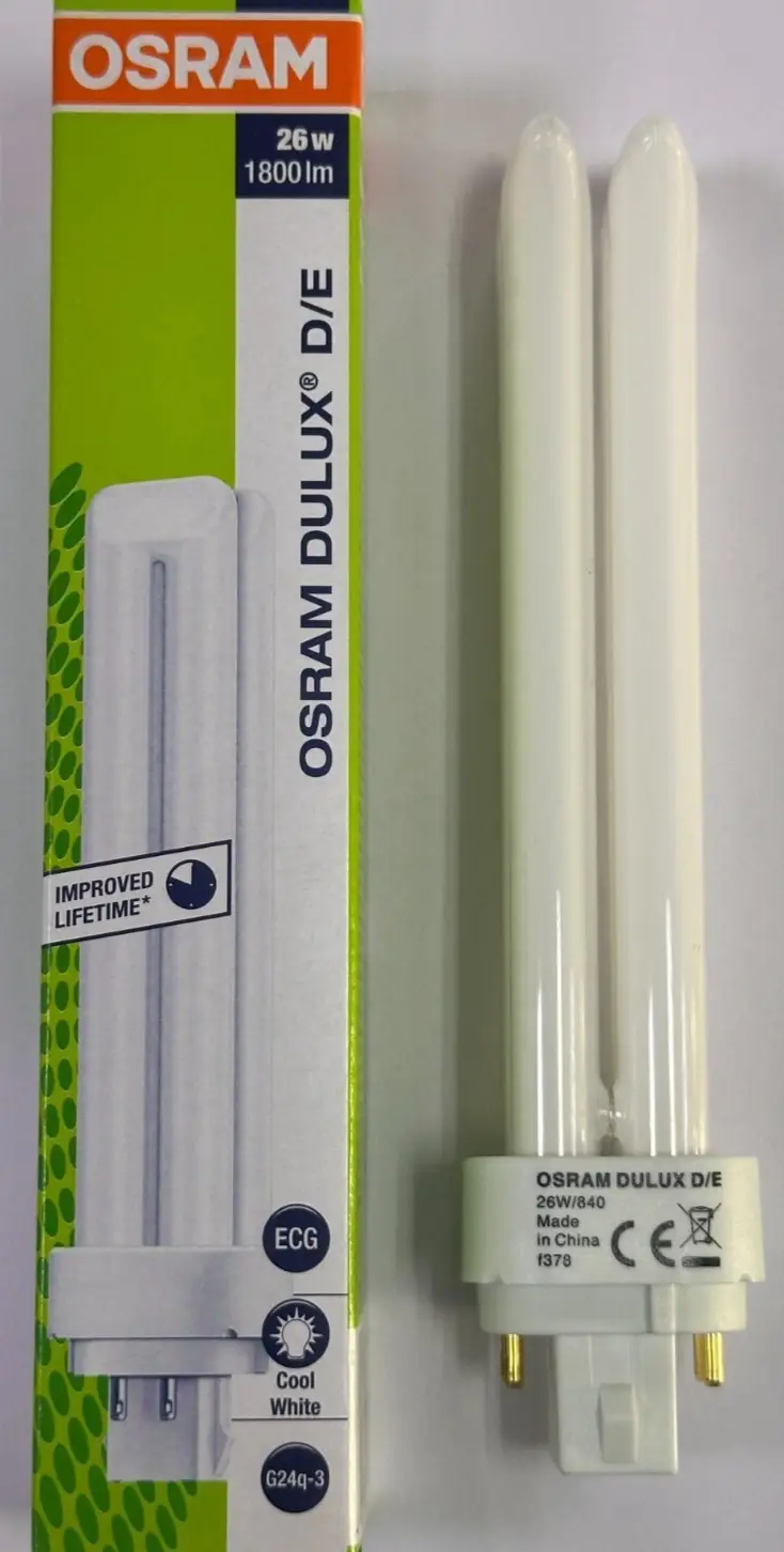 1x 26W OSRAM Dimmable G24q-3, 4 pin, 4000K 840 Low Energy CFL Light Bulb PL Lamp