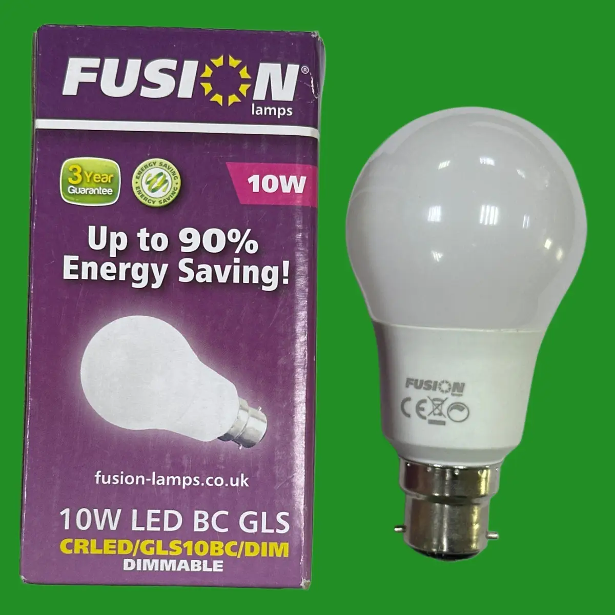 2x 10W (=60W) Fusion Dimmable LED GLS A60 Light Bulbs BC B22 2700K Bayonet Lamps