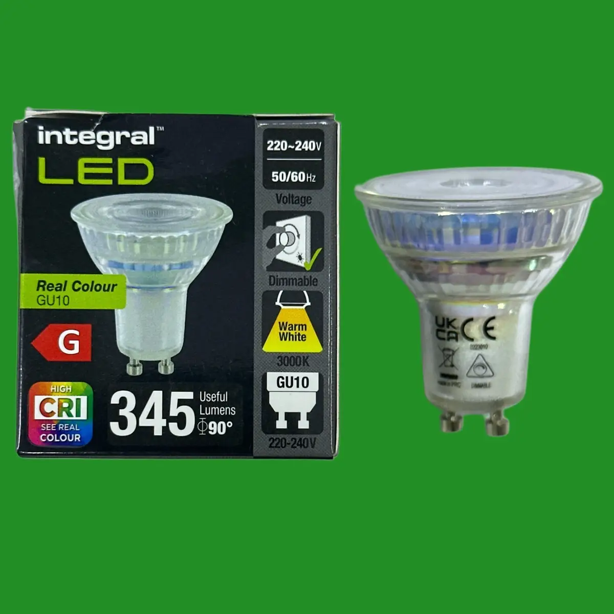 1x 5W (=50W) Integral Dimmable LED GU10 Reflector Spot Light Bulb 3000K 95 CRI