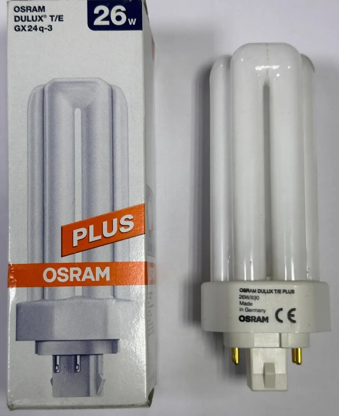 1x 26W OSRAM Dimmable GX24Q-3 CFL Low Energy 4 pin 3000K 830 PLL Light Bulb Lamp