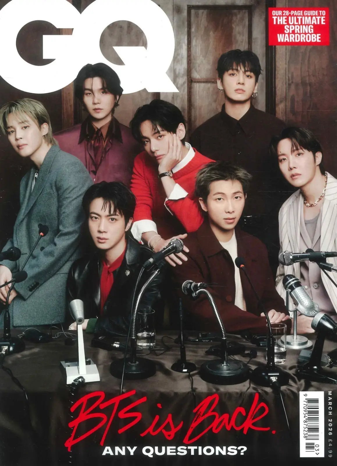 GQ Magazine: BTS, Bangtan Boys, K-Pop, Jung Kook, Suga, Jimin, V, March 2026