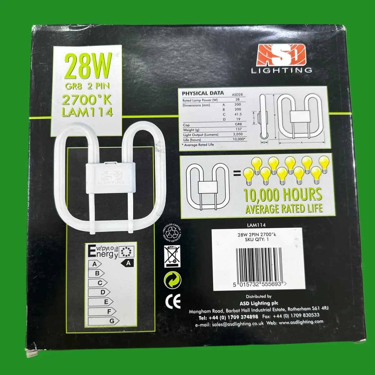 1x 28W ASD GR8 2 Pin CFL 2D Tube Light Bulb Double D Lamp, 2700K Warm White - image 3 | Free standard UK delivery included | Discount Quality Products