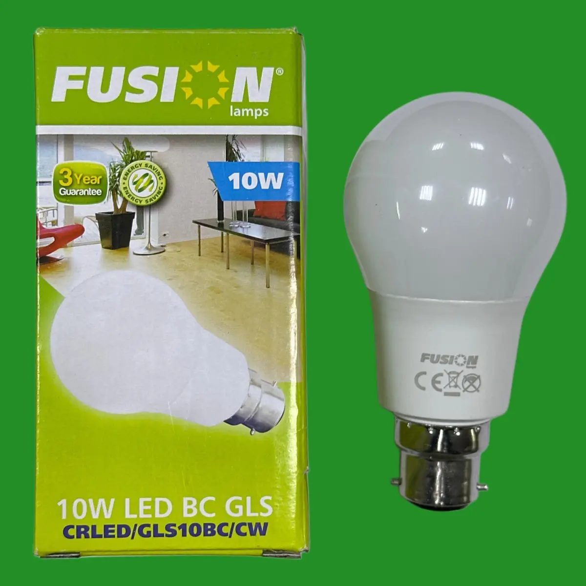 2x 10W (=60W) Fusion LED GLS A60 Light Bulbs BC B22 Bayonet 4000K Cool White