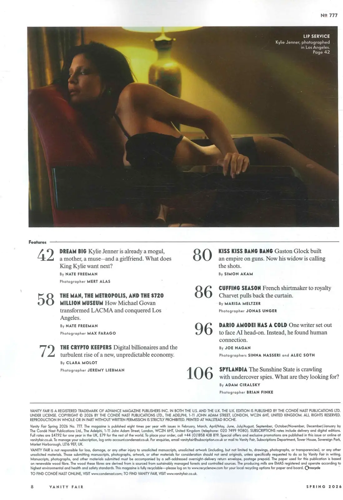Vanity Fair Magazine: Kylie Jenner, Milly Alcock, Jeff Goldblum, Spring 2026 - image 3 | Free standard UK delivery included | Discount Quality Products