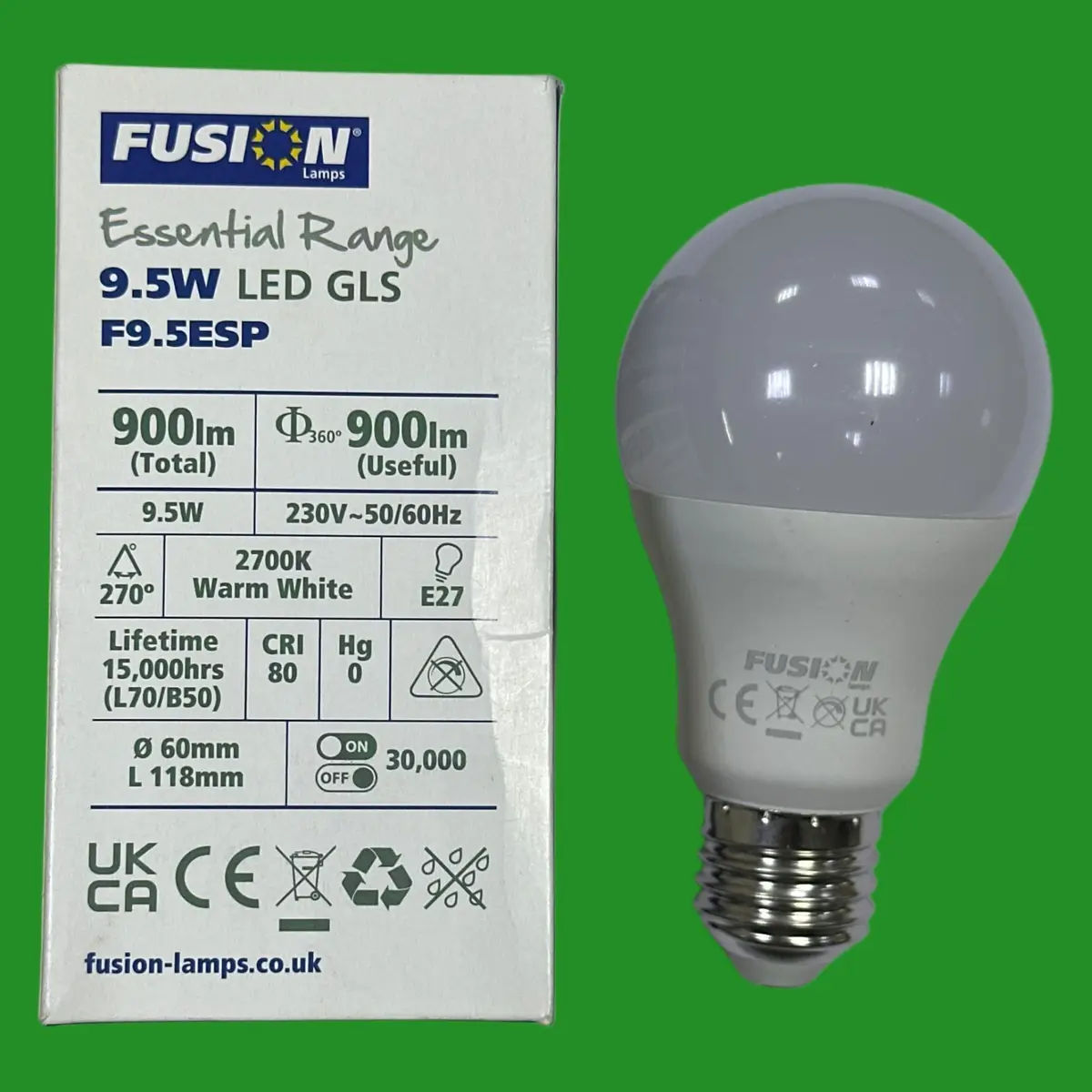 1x 9.5W (=60W) Fusion LED GLS A60 Light Bulbs ES E27 Edison Screw 2700K Lamp - image 2 | Free standard UK delivery included | Discount Quality Products