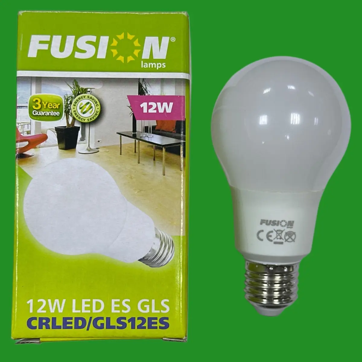 1x 12W (=75W) Fusion LED GLS A65 Light Bulbs ES E27 Edison Screw 2700K Lamp