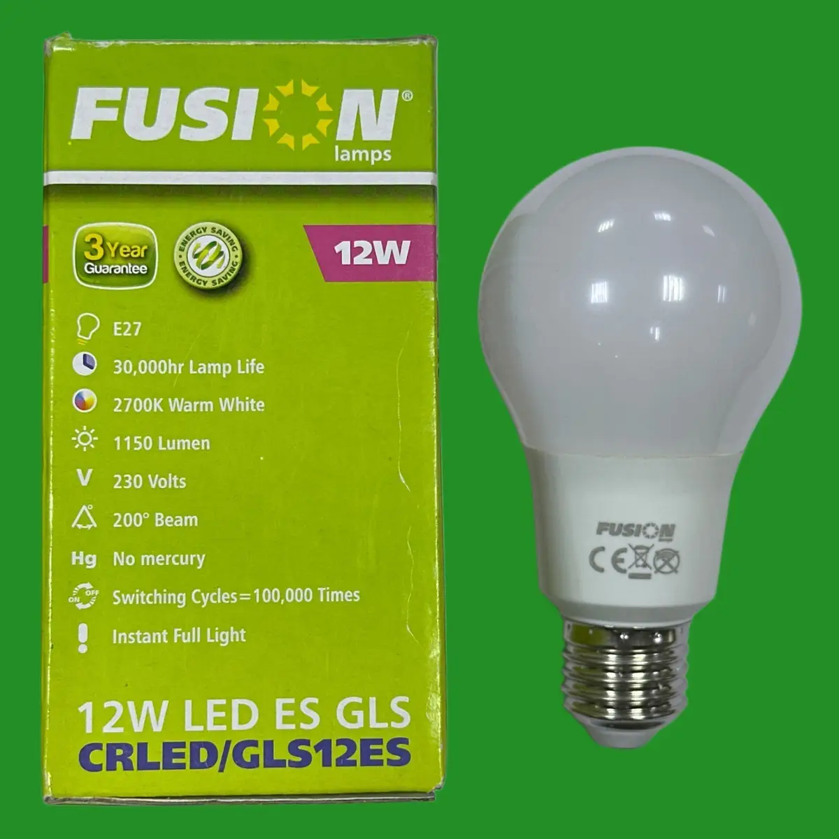 1x 12W (=75W) Fusion LED GLS A65 Light Bulbs ES E27 Edison Screw 2700K Lamp - image 2 | Free standard UK delivery included | Discount Quality Products