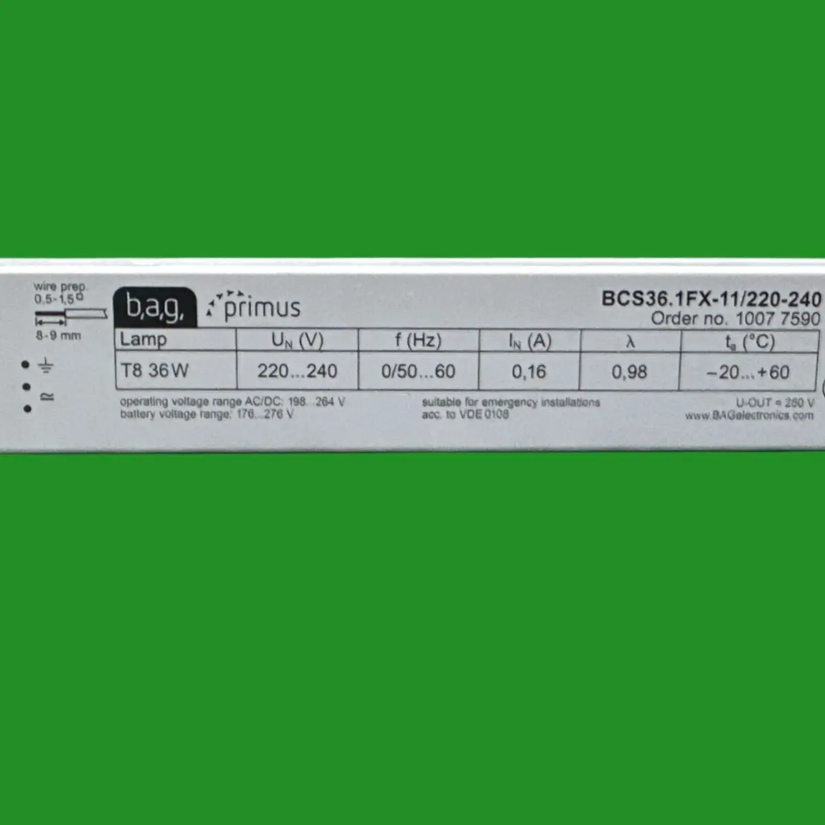 BAG Primus BCS36.1FX-11 Electronic Ballast 36W T8 Fluorescent Tube Strip Lights - image 2 | Free standard UK delivery included | Discount Quality Products