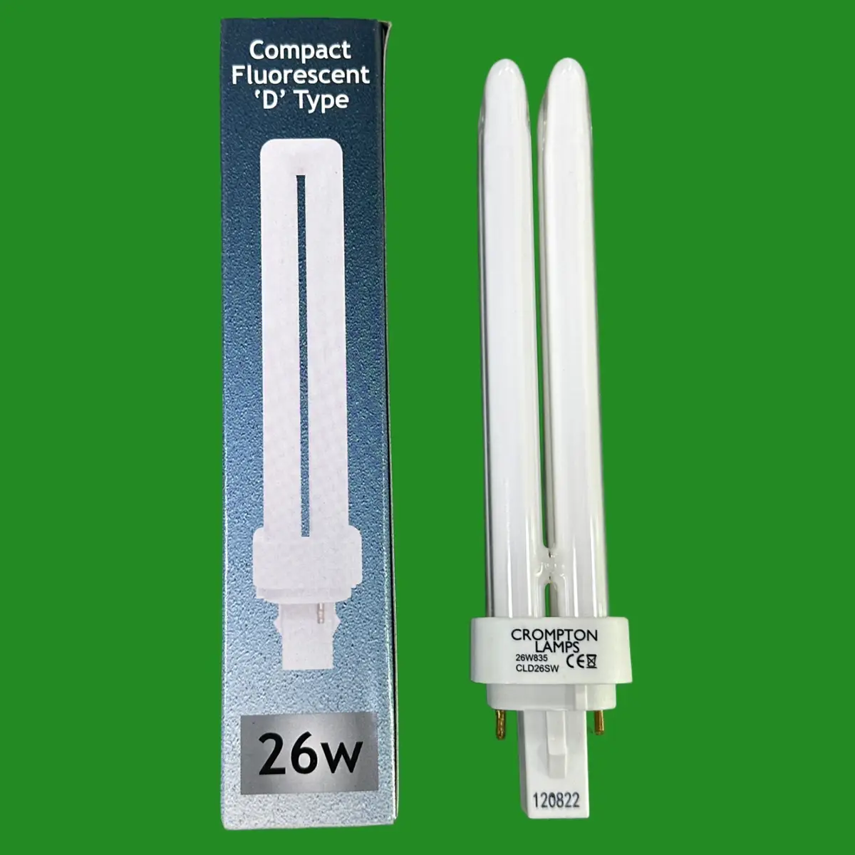 1x 26W Crompton G24d-3, 2 pin, 835 3500K Low Energy CFL Light Bulb PL PLC Lamp