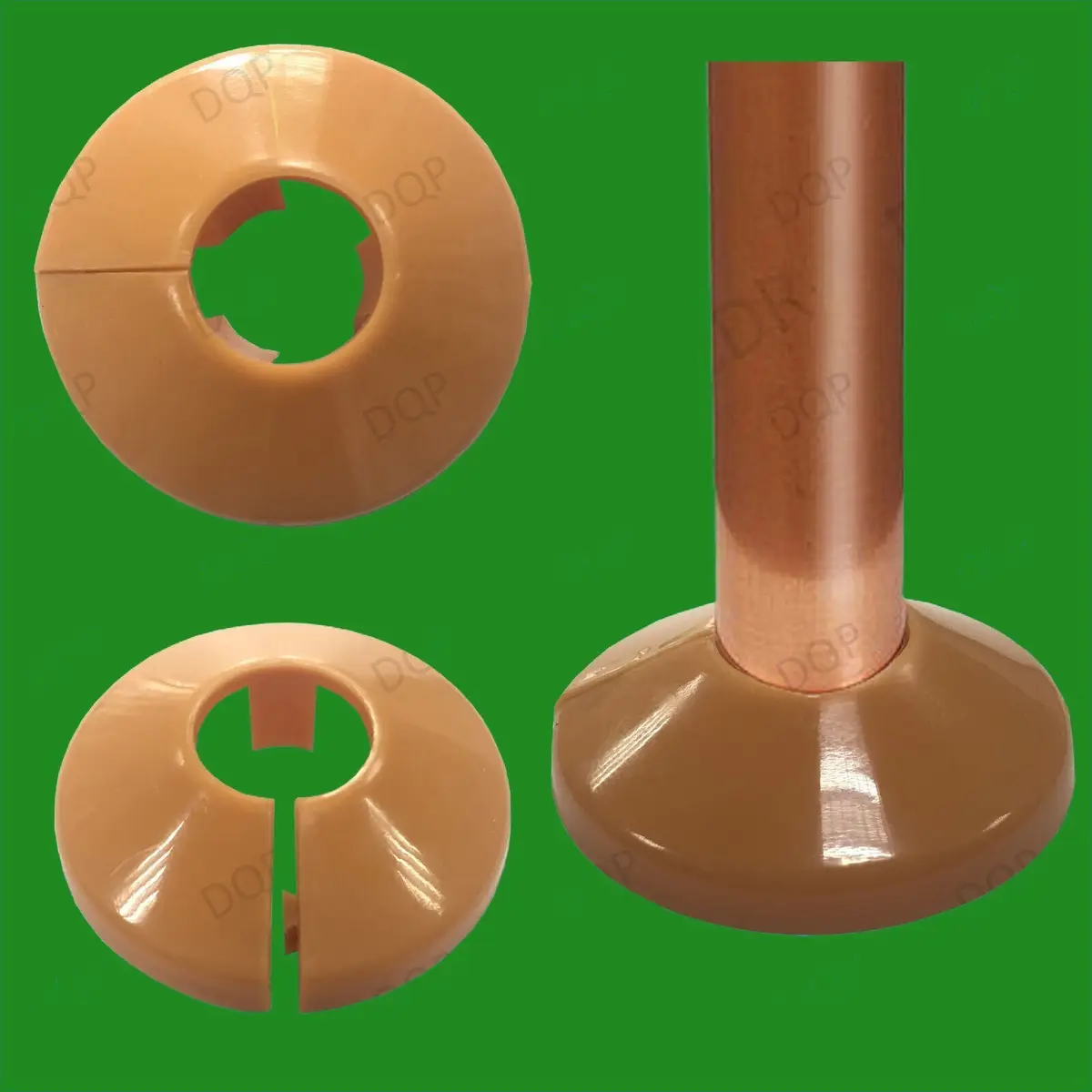 10x Brown Plastic Radiator Pipe Collars, For 15mm Pipes Easy Fit Flooring Covers