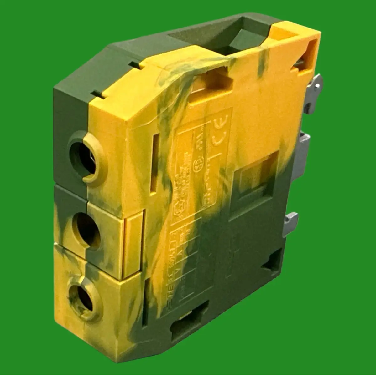 Entrelec DIN Rail Ground Terminal Block 1SNK522150R0000 Green Yellow 2 Positions