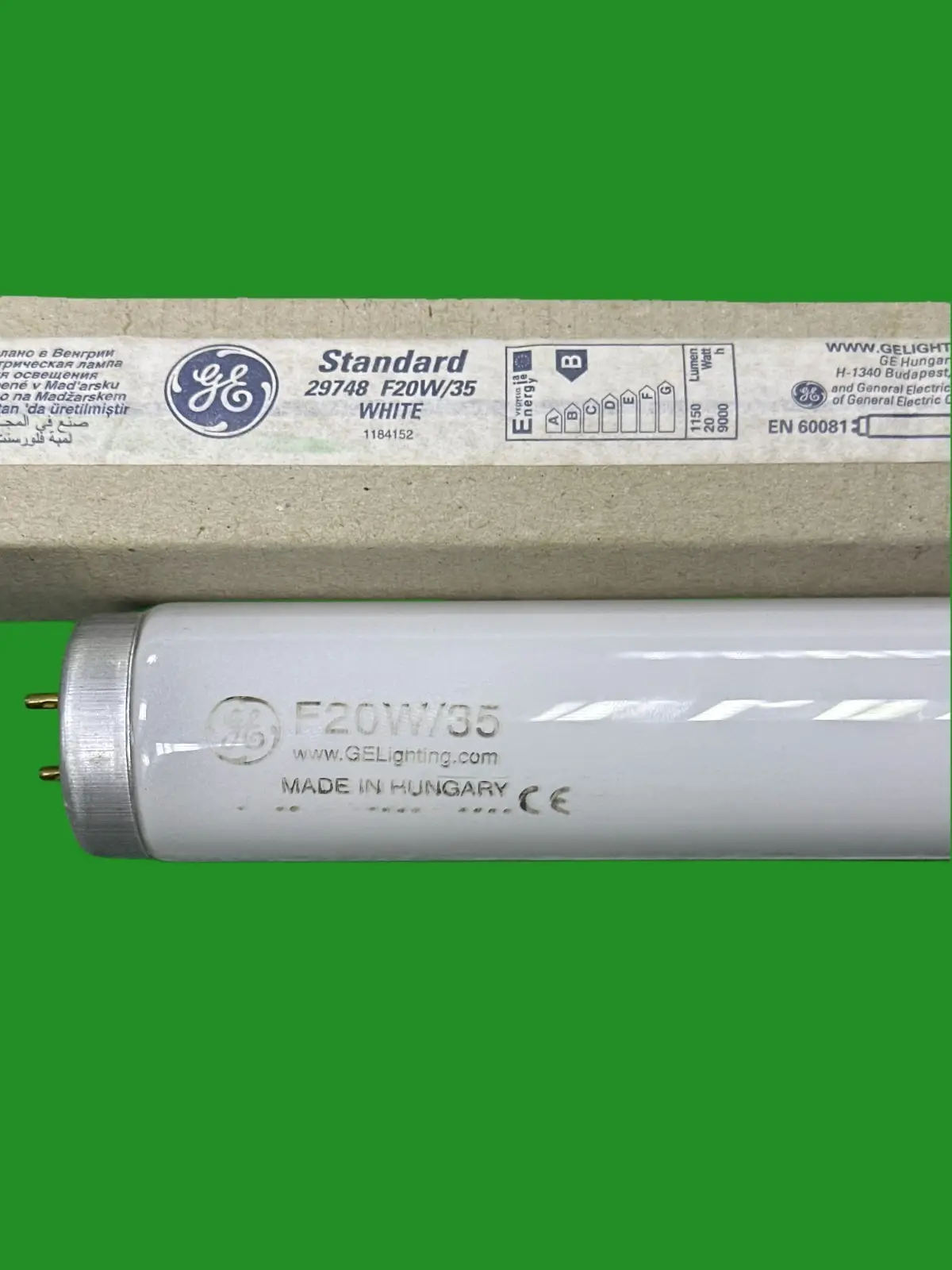 1x 20W T12 GE Fluorescent Tube Strip Light 3500K G13 590mm 605mm x 38mm 2ft