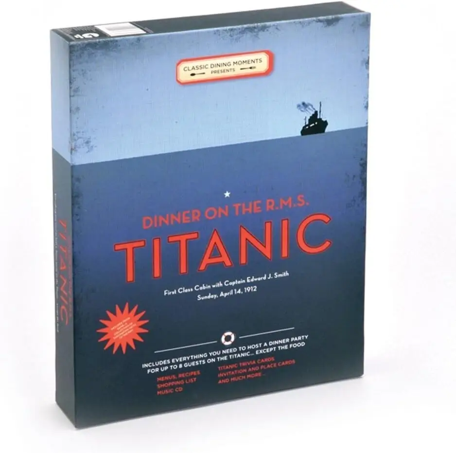 Dinner On The R.M.S. TITANIC Party Game, Trivia Cards, Music CD, Recipes, Menus