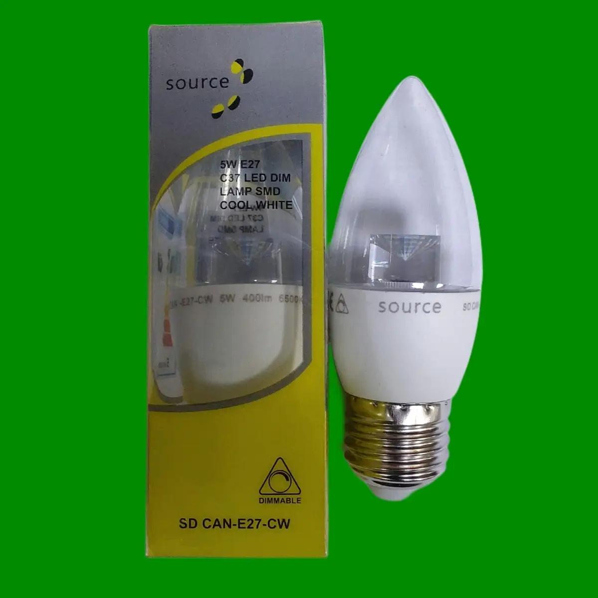 4x 5W LED Dimmable Candle Light Bulbs ES E27 Edison Screw 6500K Daylight White