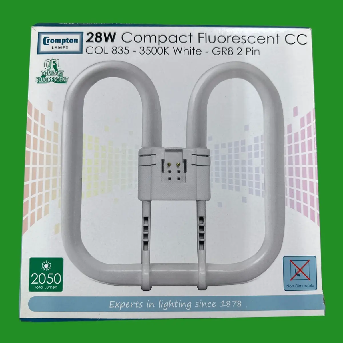 28W Crompton GR8 2 Pin CFL Square 2D Tube Light Bulb Double D Lamp, 3500K White - image 2 | Free standard UK delivery included | Discount Quality Products
