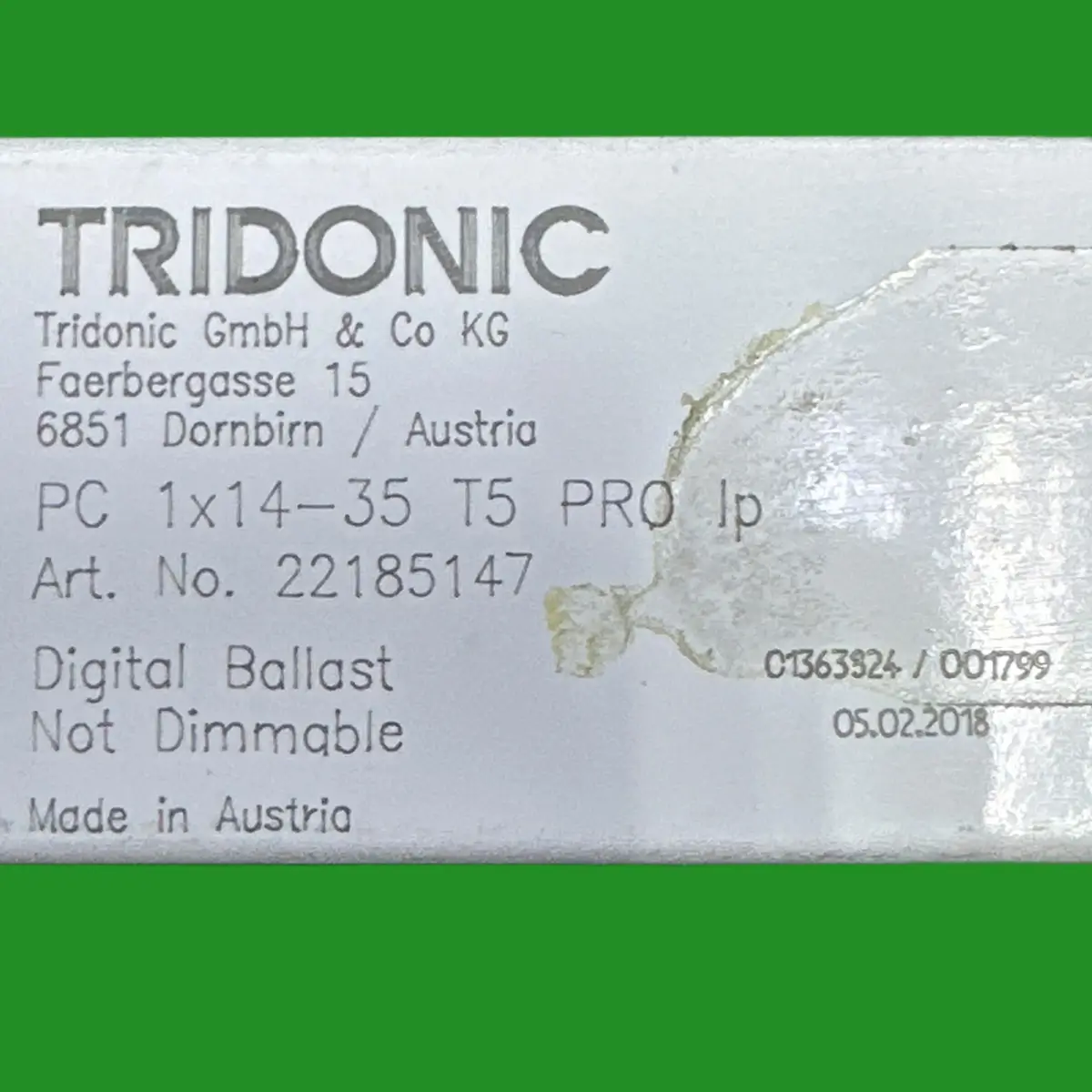 Tridonic 1x14-35 Electronic Ballast 1x 14W 21W 28W 35W T5 Fluorescent Tube Light - image 2 | Free standard UK delivery included | Discount Quality Products