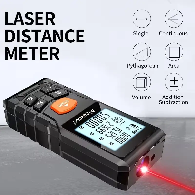 Digital Laser Distance Meter 50M High-Accuracy Laser Measure Tool, LCD Display