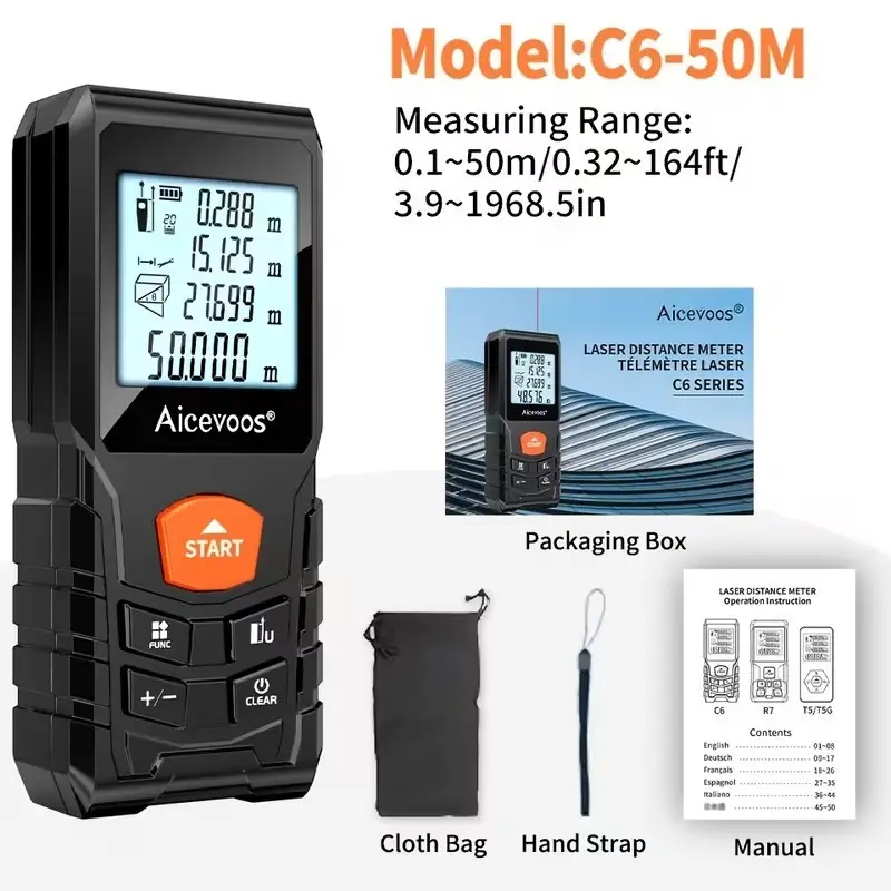 Digital Laser Distance Meter 50M High-Accuracy Laser Measure Tool, LCD Display - image 3 | Free standard UK delivery included | Discount Quality Products