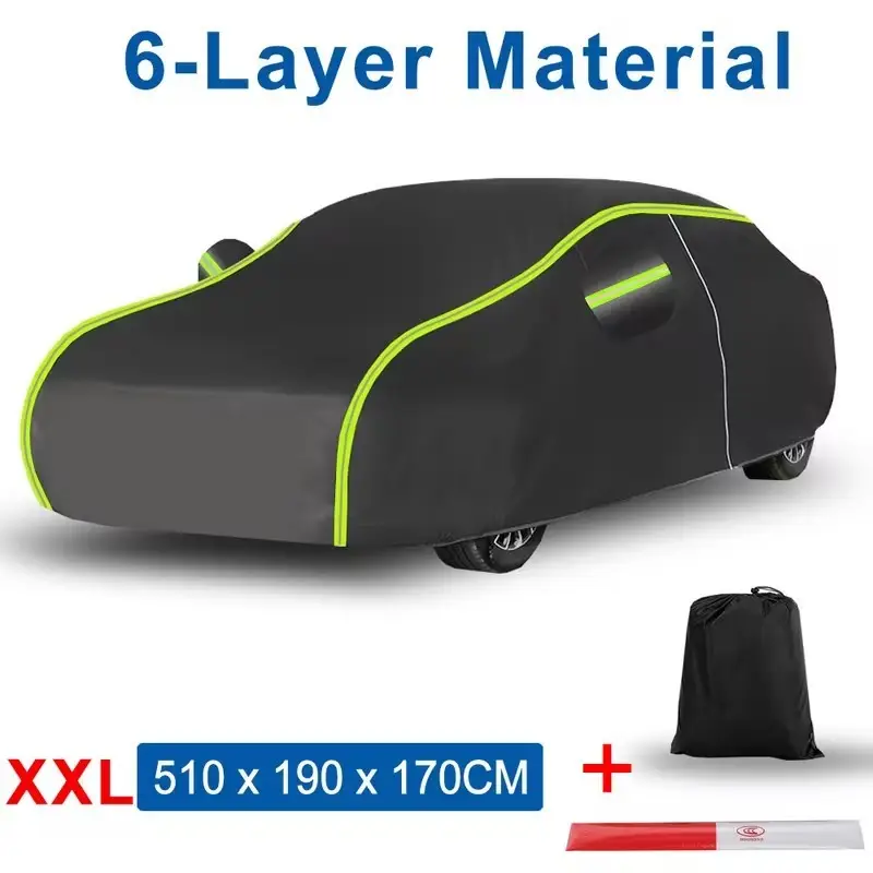 XXL Car Cover Black Oxford Fabric Waterproof Outdoor Indoor Cover for Sedan SUV
