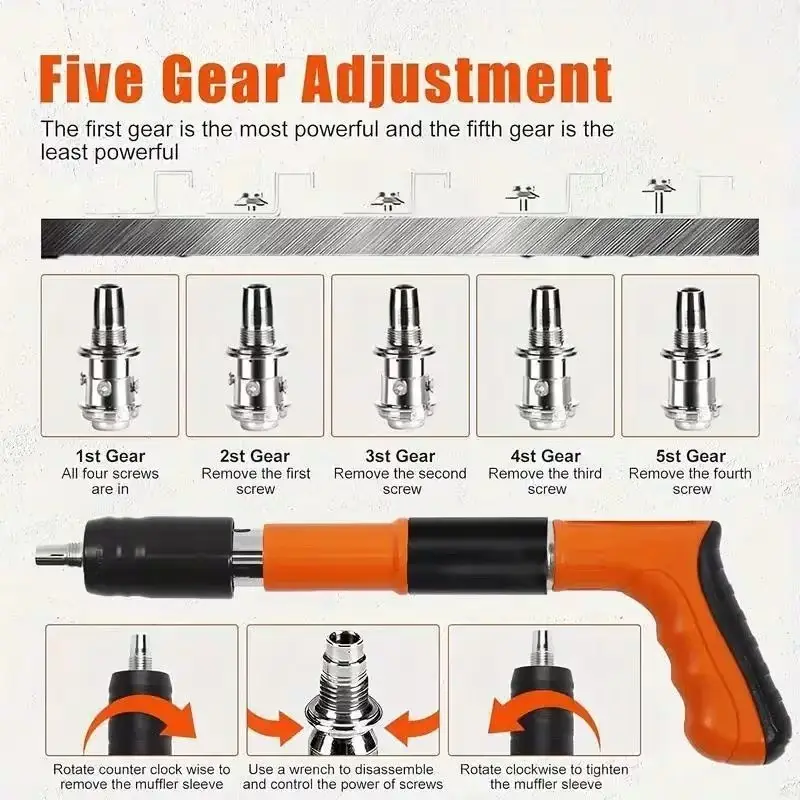 Mini Steel Nail Gun Kit 5-Speed Adjustable Nailer for Woodworking & Décor DIY - image 3 | Free standard UK delivery included | Discount Quality Products