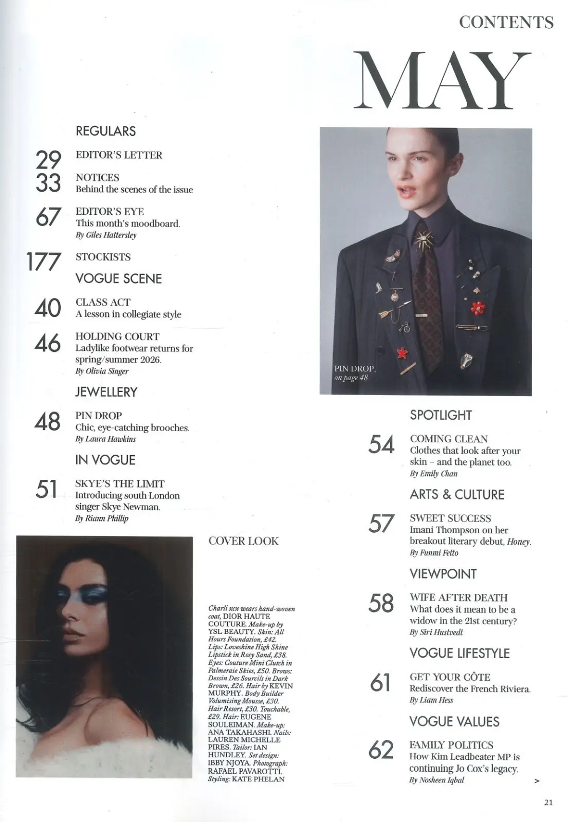Vogue Magazine: Charli XCX, Skye Newman, Susie Cave, Imani Thompson, May 2026 - image 3 | Free standard UK delivery included | Discount Quality Products