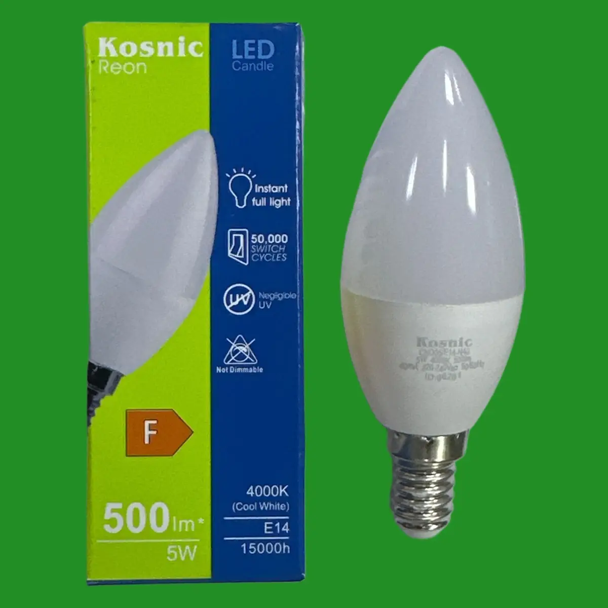 2x 5W (=42W) Kosnic LED Candle Light Bulbs 4000K SES E14 Small Edison Screw Lamp
