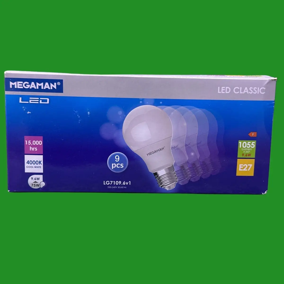 9x 9.6W (=75W) Megaman GLS LED Light Bulbs 4000K Cool White ES E27 Edison Screw