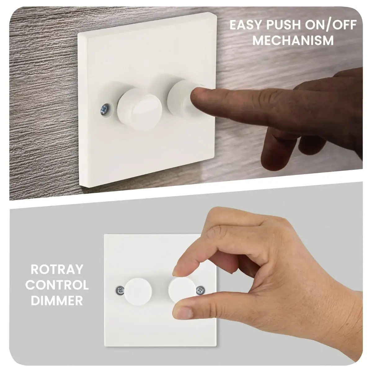 10x Dimmer Light Switch 2 Gang 2 Way Lighting Lamp Rotary Knob, 60W-400W White - image 9 | Free standard UK delivery included | Discount Quality Products