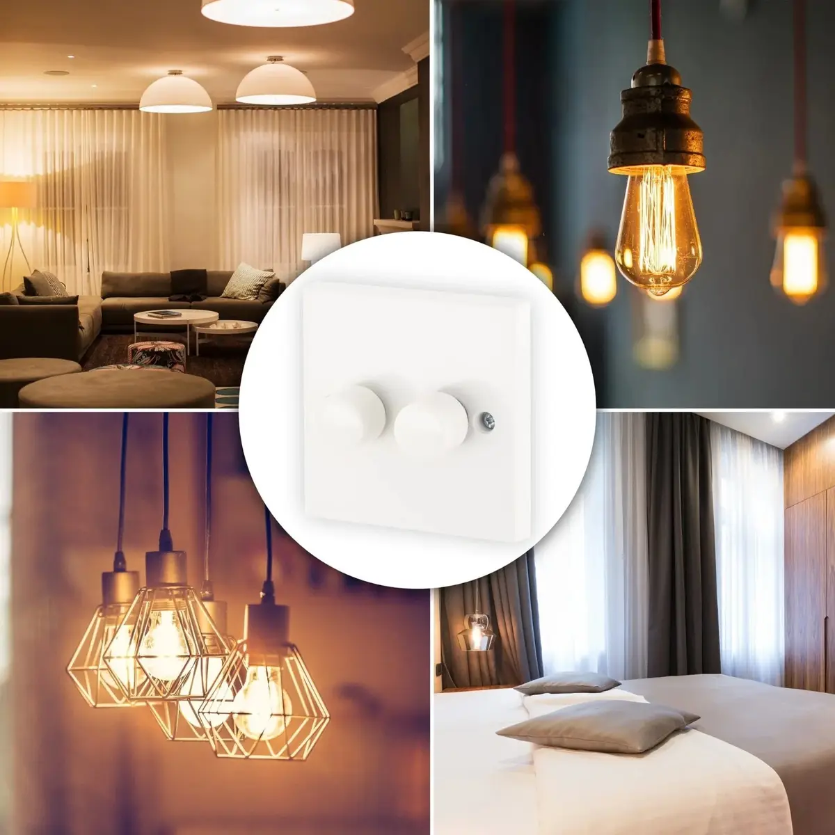 10x Dimmer Light Switch 2 Gang 2 Way Lighting Lamp Rotary Knob, 60W-400W White - image 10 | Free standard UK delivery included | Discount Quality Products