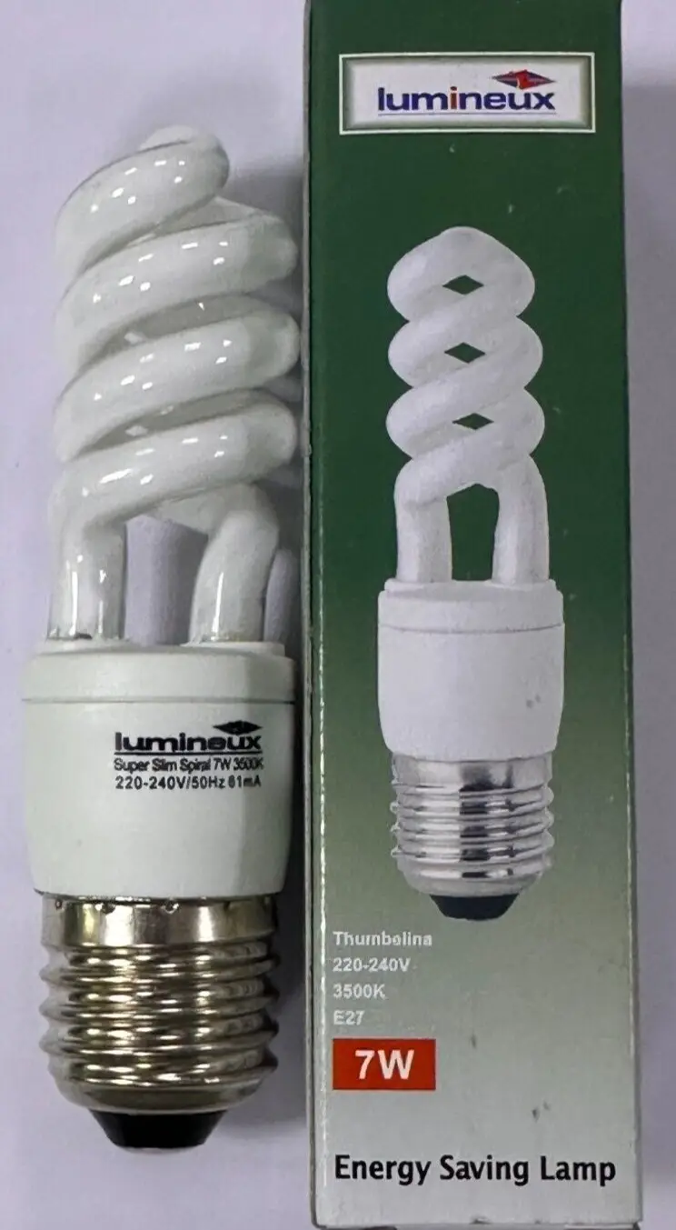 2x 7W =40W Mini Spiral CFL Low Energy Light Bulb ES E27 Edison Screw 3500K White