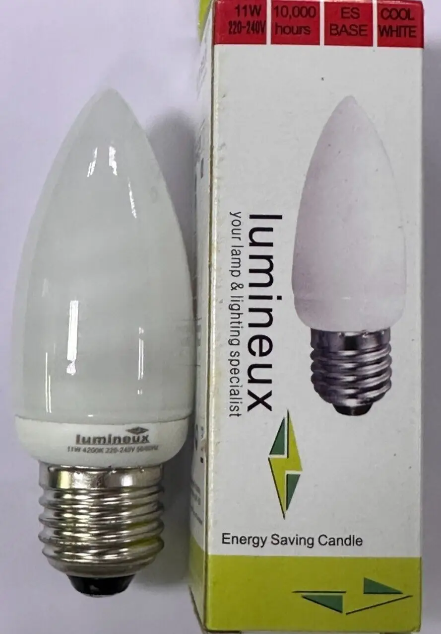 1x 11W CFL Candle Low Energy Power Light Bulbs ES, E27, Edison Screw 4200K Lamps