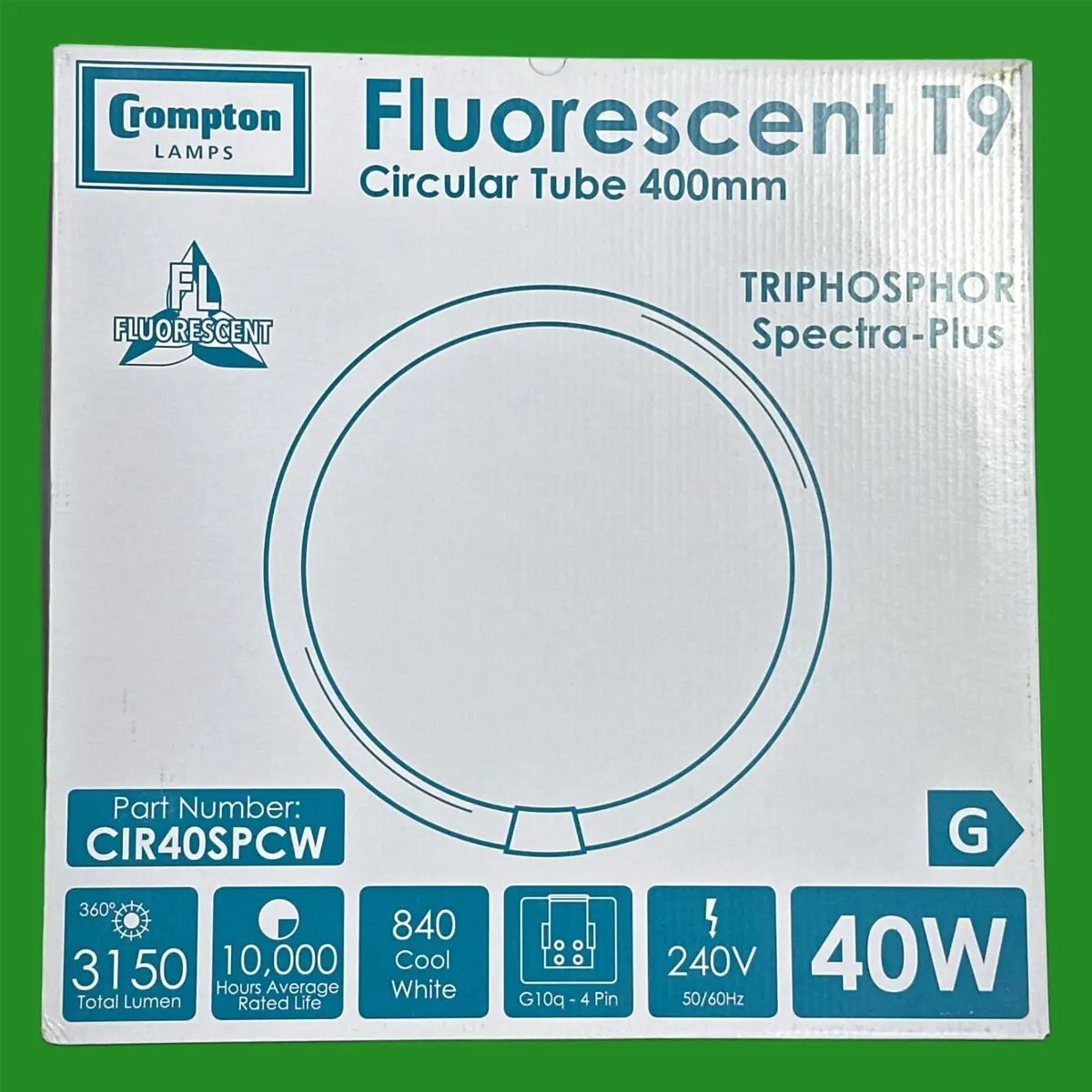 40W Crompton G10Q 4Pin T9 Round 400mm Circular Fluorescent Tube Light Bulb 4000K - image 2 | Free standard UK delivery included | Discount Quality Products
