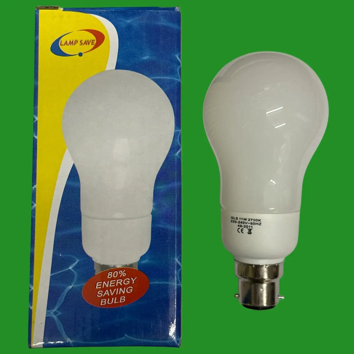 2x 11W (=55W) Lamp Save GLS CFL Light Bulb Low Energy Power Saving Globe BC B22