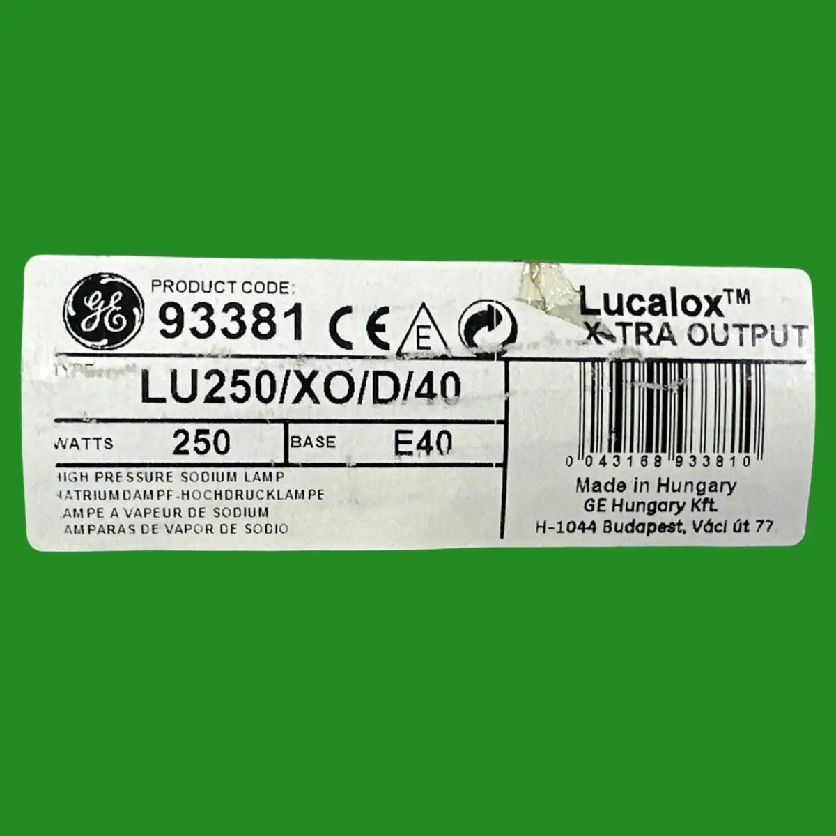 250W GE HPS High Pressure Sodium SON-E Elliptical Light Bulb Lamp GES E40 93381 - image 5 | Free standard UK delivery included | Discount Quality Products
