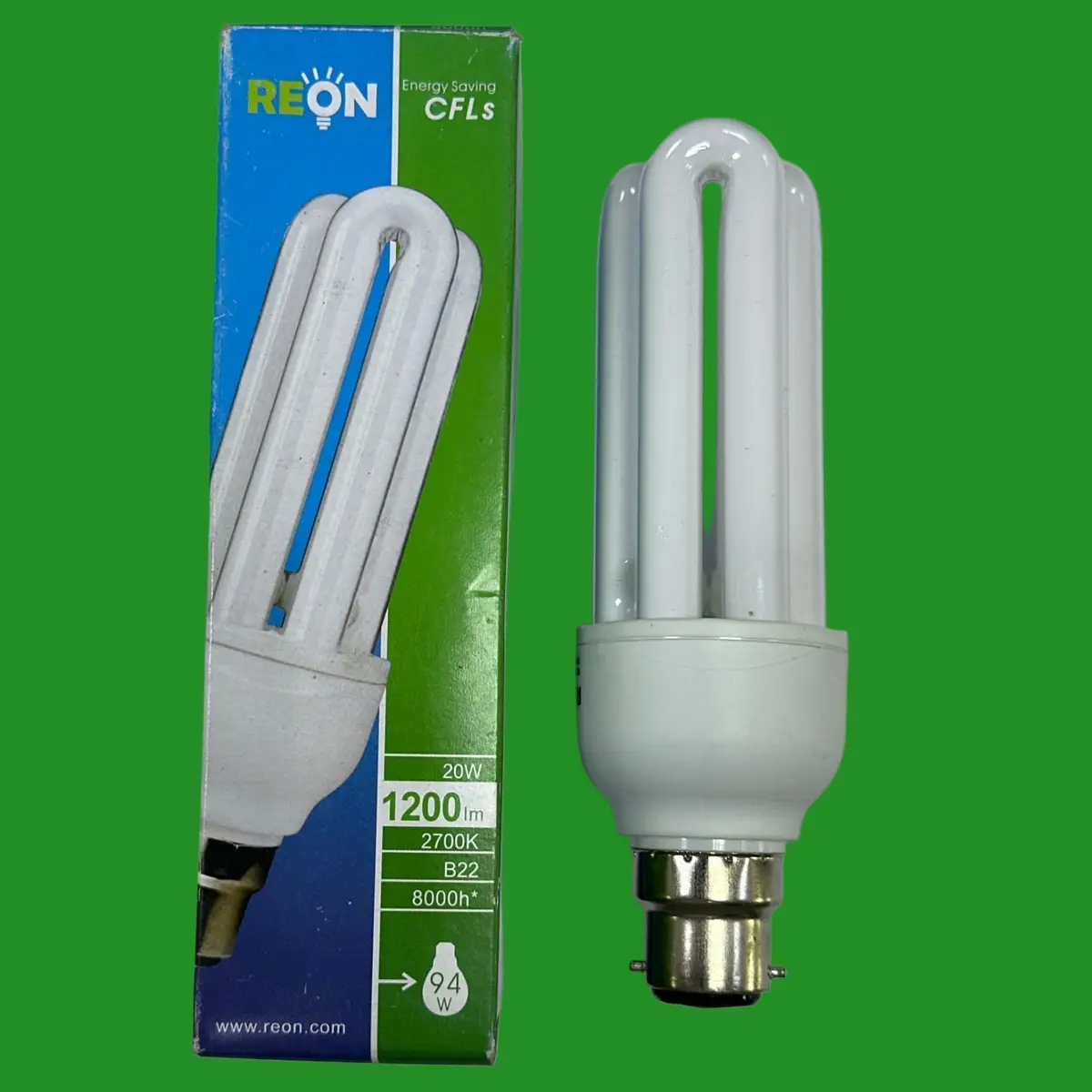 20W (=94W) REON Low Energy Power Saving CFL Stick Light Bulbs BC B22 Lamps 2700K
