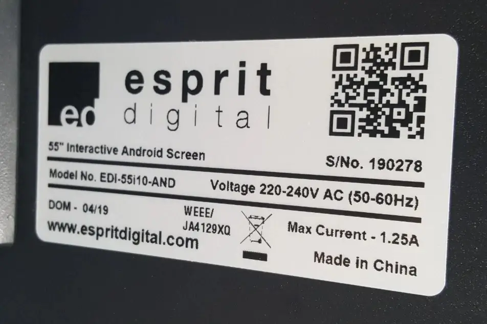 55" Large Interactive Android Touch Screen Display Esprit Digital EDI-55i10-AND - image 5 | Free standard UK delivery included | Discount Quality Products
