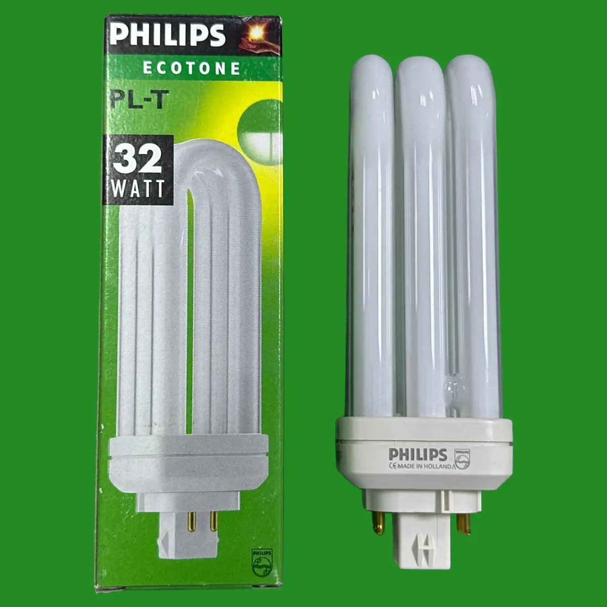 32W Philips GX24q-3 4 pin CFL Light Bulb PL Ecotone 4000K Low Energy PLT Lamp