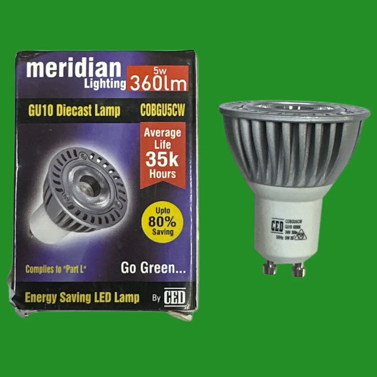 1x 5W (=35W) Meridian GU10 LED Reflector Spot light Bulbs Lamp 6000K Daylight
