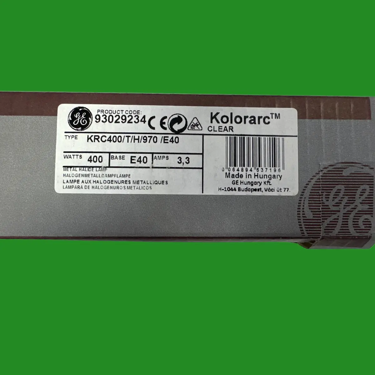 400W GE Kolorarc 7500K HID Metal Halide Lamp Tubular Light Bulb GES E40 Screw - image 4 | Free standard UK delivery included | Discount Quality Products