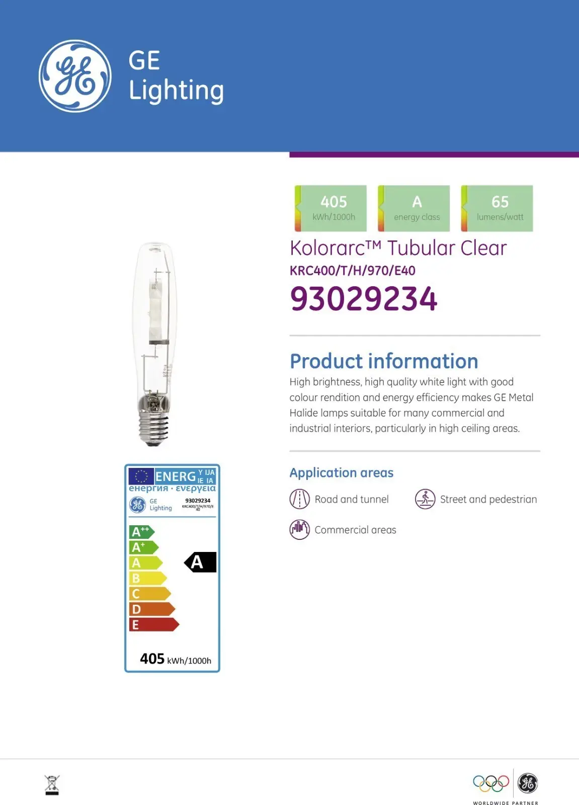 400W GE Kolorarc 7500K HID Metal Halide Lamp Tubular Light Bulb GES E40 Screw - image 5 | Free standard UK delivery included | Discount Quality Products