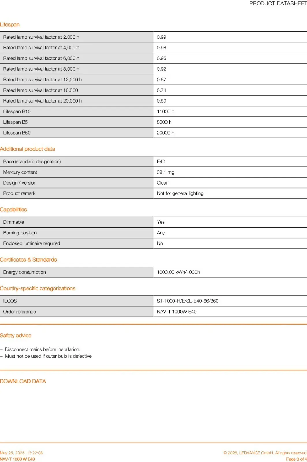 1000W OSRAM Clear HPS High Pressure Sodium SON-T Tube Light Bulb GES E40 VIALOX - image 6 | Free standard UK delivery included | Discount Quality Products