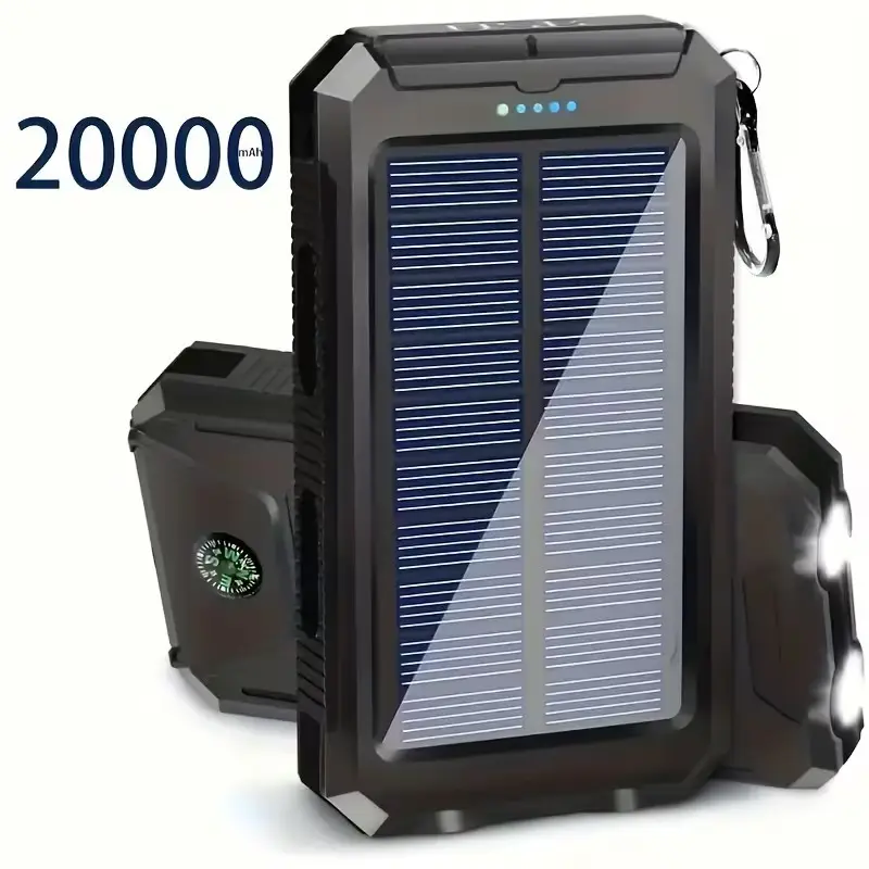 20000mAh Solar Power Bank, Portable Charger, Flashlight, Compass Camping Outdoor - image 9 | Free standard UK delivery included | Discount Quality Products