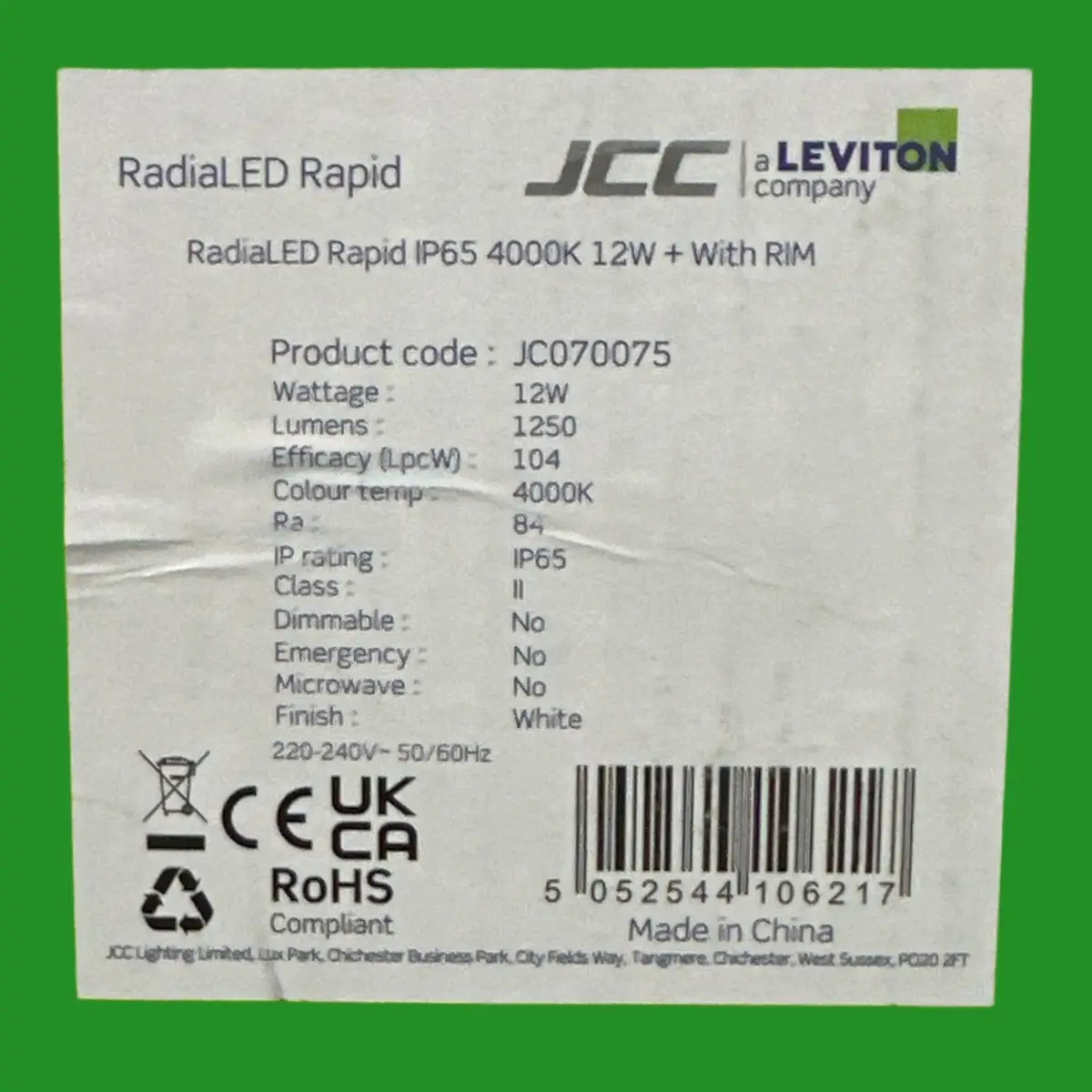 12W 4000K LED IP65 Bulkhead JCC RadiaLED Rapid JC070075 Quick Toolless Design - image 7 | Free standard UK delivery included | Discount Quality Products