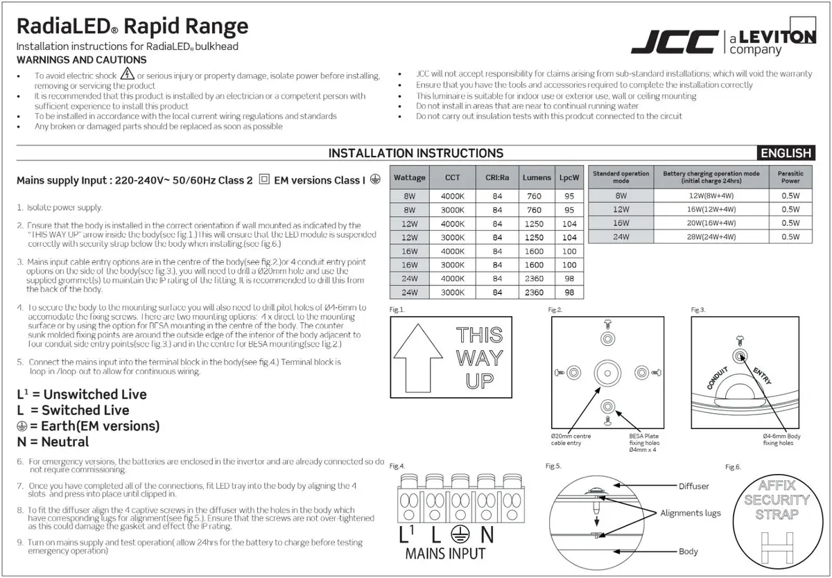 12W 4000K LED IP65 Bulkhead JCC RadiaLED Rapid JC070075 Quick Toolless Design - image 8 | Free standard UK delivery included | Discount Quality Products