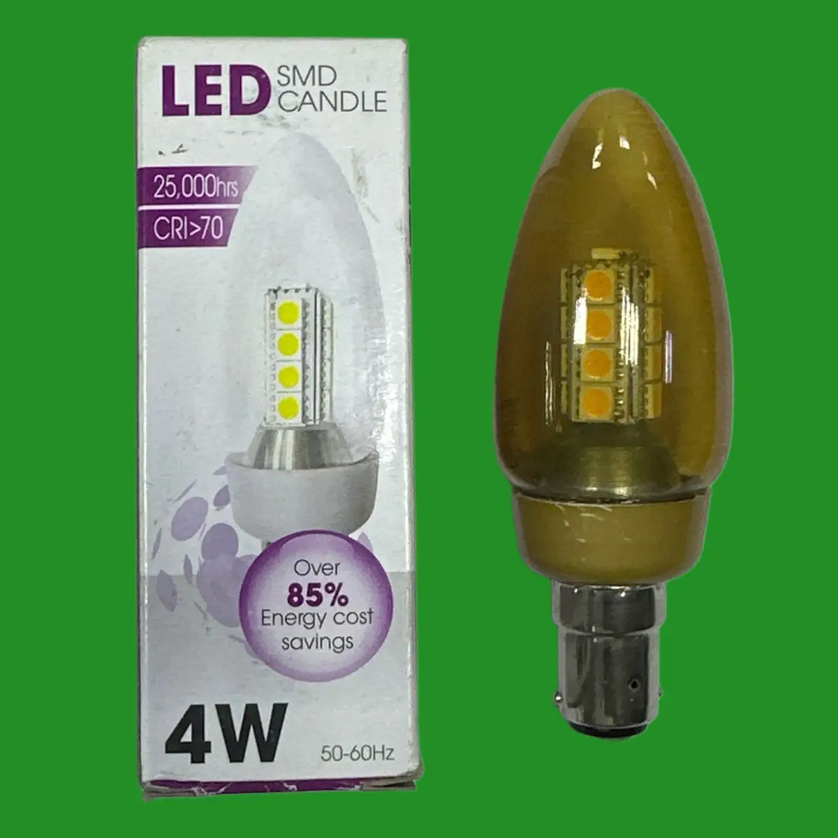 2x 4W Lampways LED SMD Clear Amber Candle Light Bulb SBC B15 2500K B15d Lamp