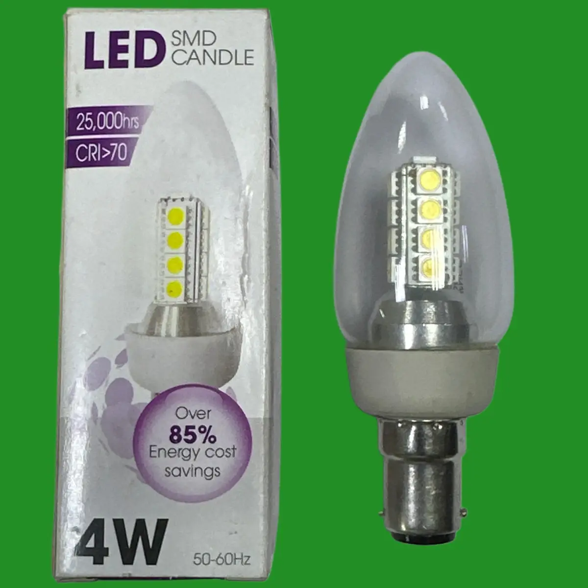 1x 4W Lampways LED SMD Clear Candle Light Bulb SBC B15 3000K B15d Lamp