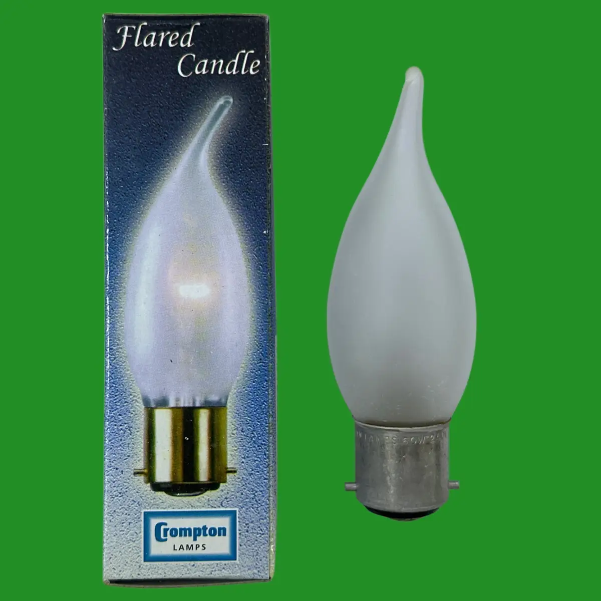 2x 60W Crompton Frosted Bent Tip Flared Candle Dimmable Light Bulbs BC, B22 Lamp