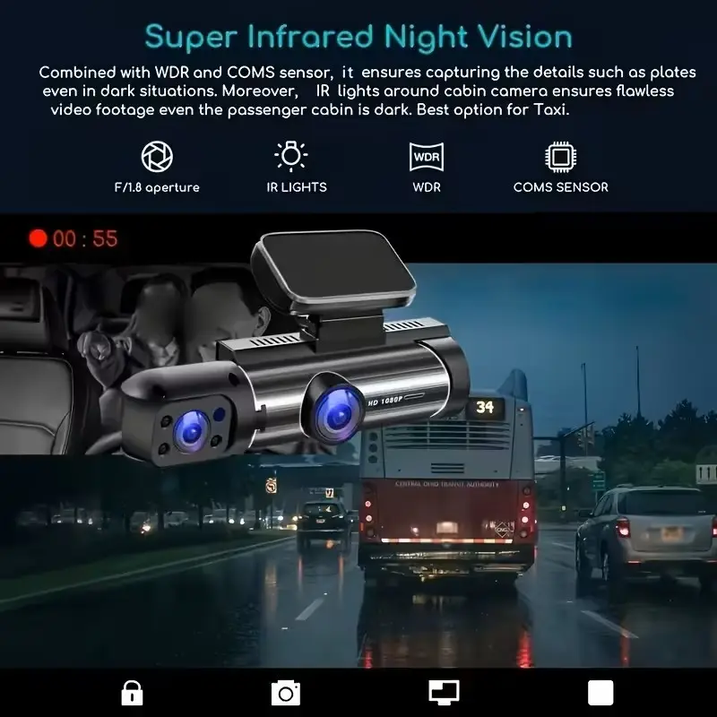 Dual Dash Cam 1080P Front & Interior Camera Night Vision G-Sensor Parking Mode - image 7 | Free standard UK delivery included | Discount Quality Products