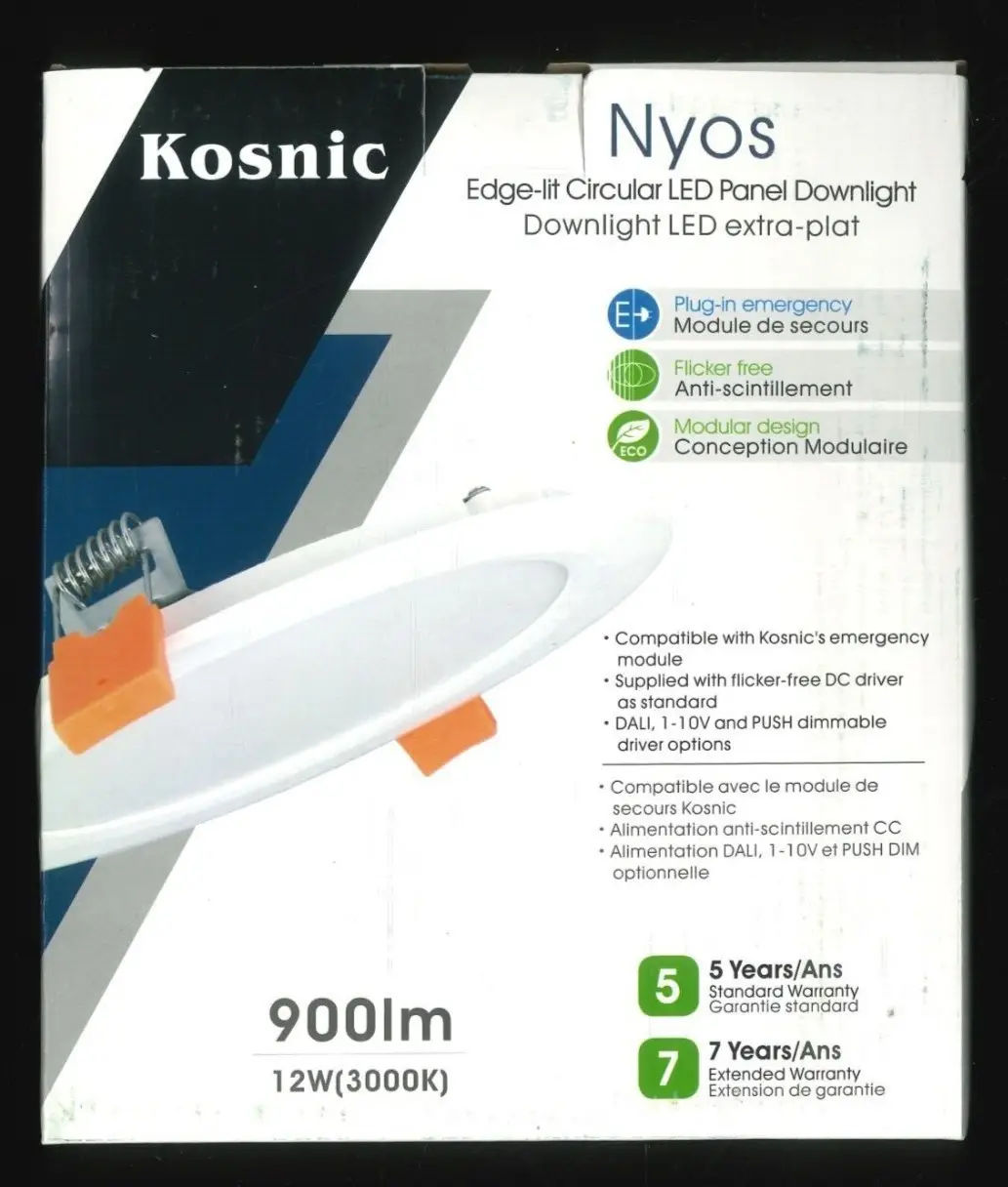 12W Kosnic Recessed Edge-Lit KPNLLS12CF-W30-WHT Circular LED Panel 3000K - image 2 | Free standard UK delivery included | Discount Quality Products
